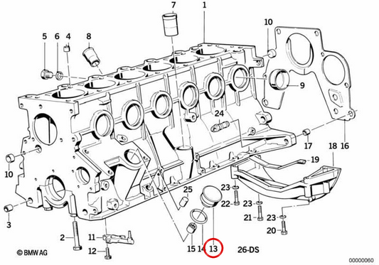Copertura del cuscinetto OEM 11411275867 per BMW E30, E28, E34. BMW originale.
