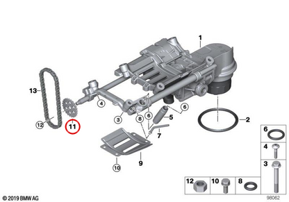 Piñón de Chain OEM 11411439865 für BMW E60, E61, E63, E64, E65, E66. Original BMW.