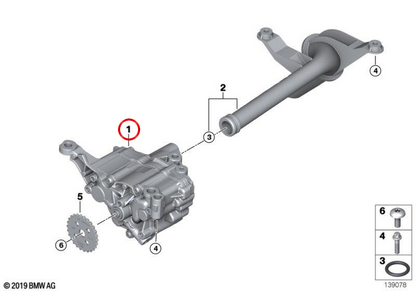 OEM OIL PUMP 11417545939 FOR BMW E81, E82, E87, E88, E90, E91, E92, E93, E60, E61, E63, E64, E65, E66, E84, E83, E70, E85, E86, E89. Original BMW.