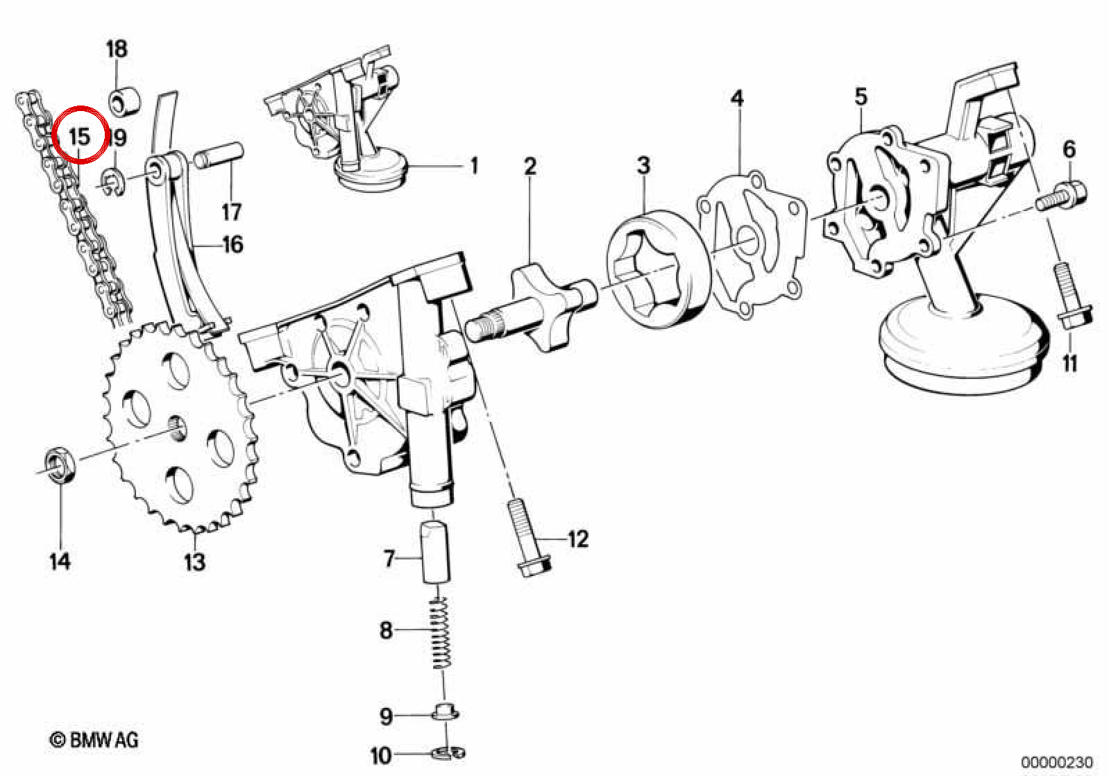 Cadena de distribución OEM 11417577655 para BMW E28, E34, E24, E32. Original BMW.