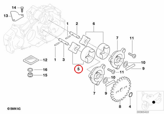 Set rotore lato aspirazione OEM 11417652928 per moto BMW F 650 GS, G 650 GS, F 650 CS... e altro ancora. BMW Motorrad originale.