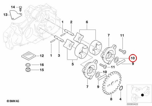 Rondella di battuta 10,1x17x1 OEM 11417700131 per moto BMW G 650 GS, G 650 GS Sertão e G 650 X. Originale BMW Motorrad