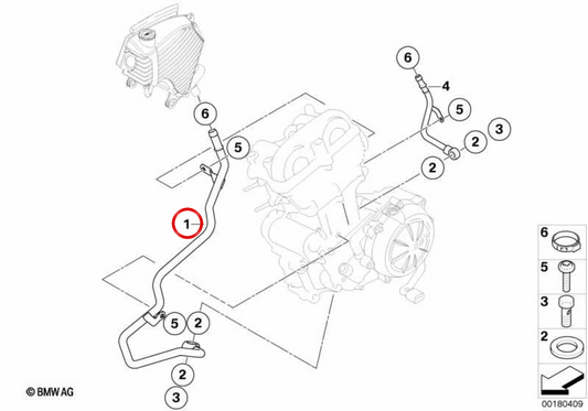 Return oil pipe OEM 11417720232 for BMW G 650 GS, G 650 GS Sertão. Original BMW Motorrad.