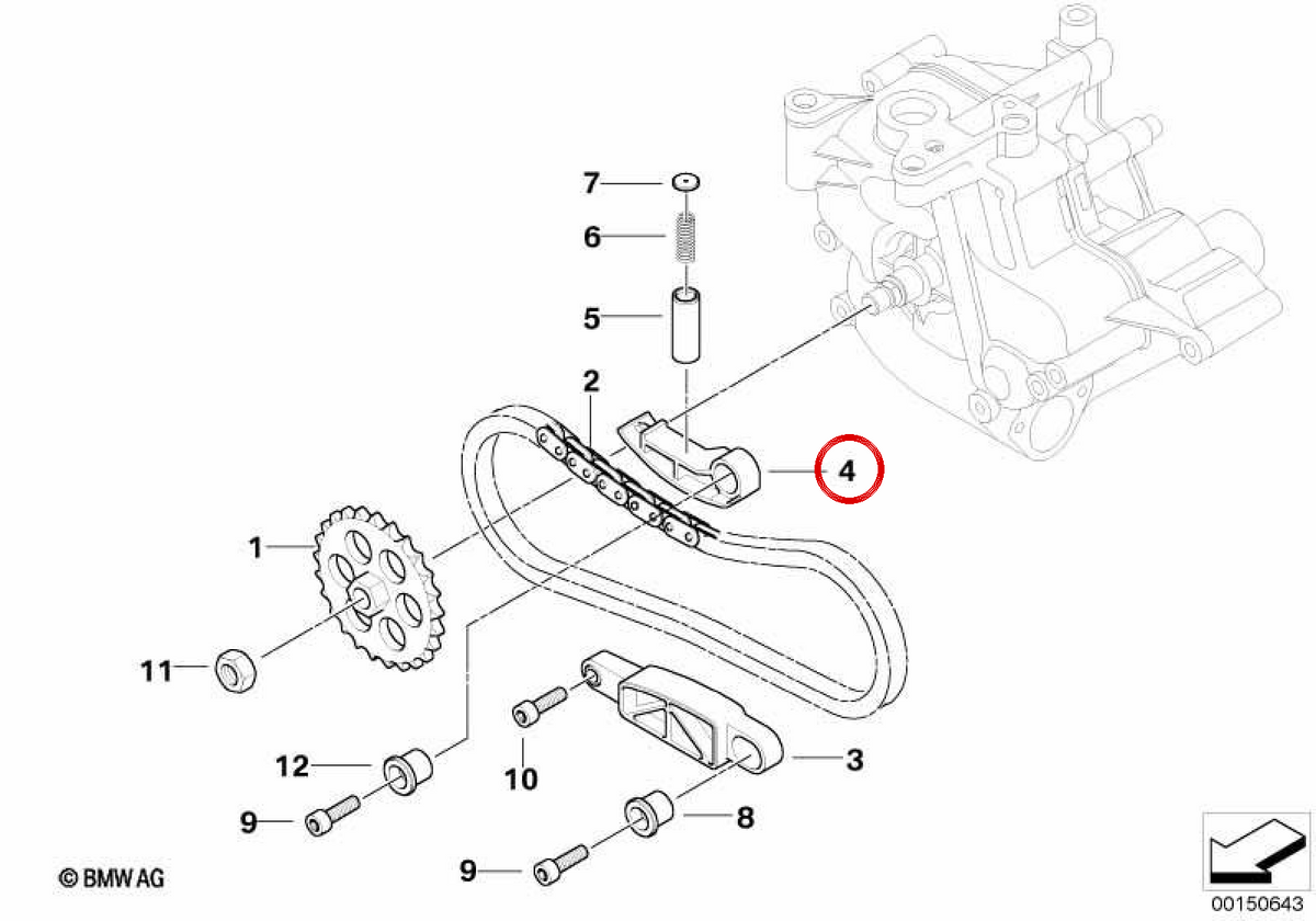 Guia do tensor de corrente OEM 11417835157 para BMW E60, E61, E63, E64. BMW genuíno.