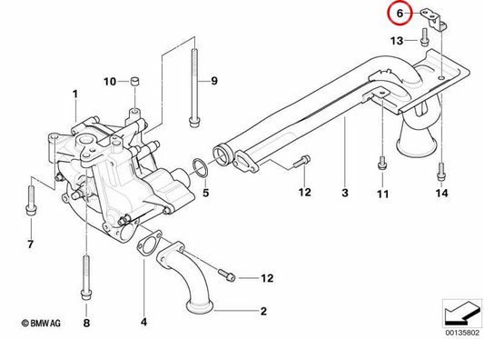 Pipe de tuyau OEM 11417836094 pour BMW E60, E61, E63, E64. BMW d'origine.