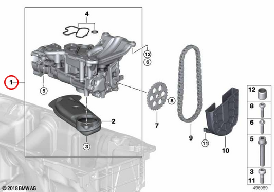 OEM -Ölpumpe 11418090813 für BMW G87, G80, G82. Original BMW.
