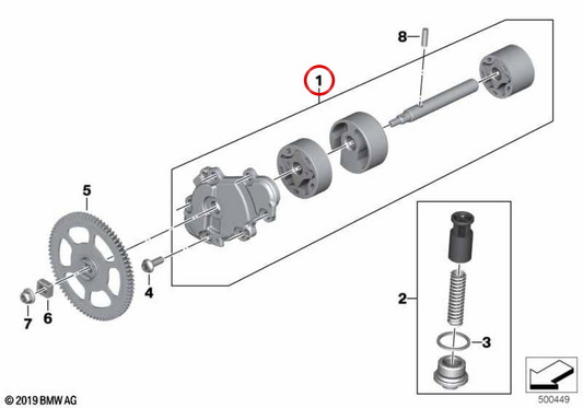 Bomba de óleo OEM 11418394434 para motocicletas BMW R1250GS, R1250GS Adventure, R1250RT, R1250R, R1250RS. Originais BMW Motorrad.