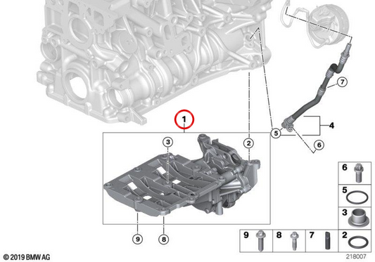 Bomba de vacío y aceite OEM 11418508629 para BMW E84. Original BMW.