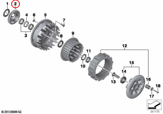 Ruota catena pompa olio OEM 11418532657 per moto BMW F700GS, F800GS, F800GT, F800S, F800ST, F650GS... e altro ancora. BMW Motorrad originale.
