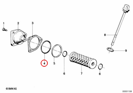 JOINT (joint torique) OEM 11421264160 pour BMW R50, R60, R75, R80, R90, R100. BMW d'origine.