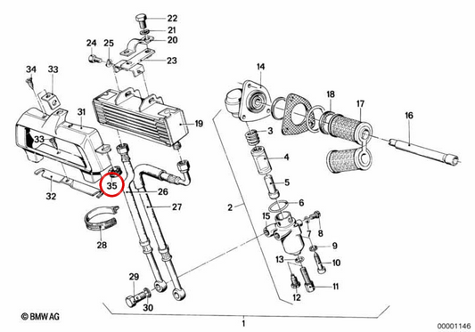 Casquillo OEM 11421336936 per BMW E30, E36, E34, E32, E31. BMW originale.