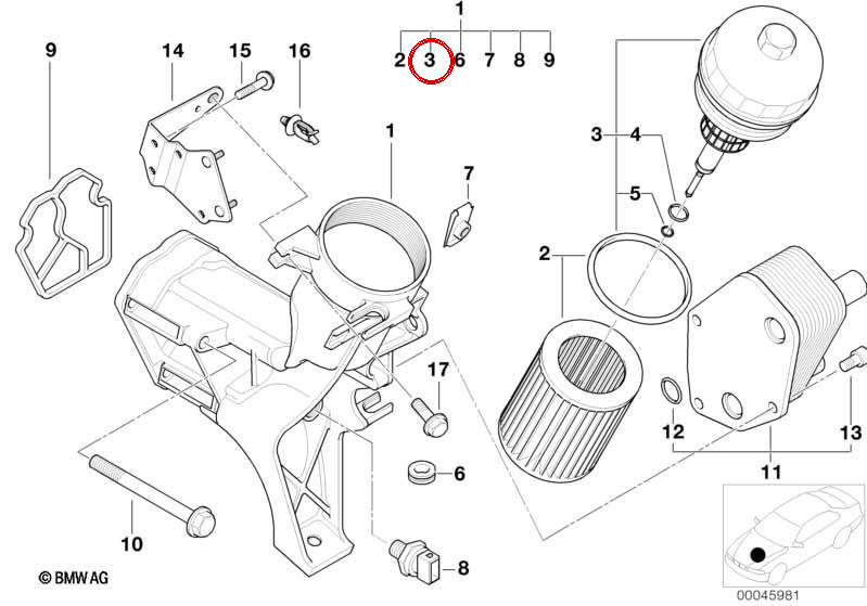 Ölfilterdeckel OEM 11422247014 für BMW E46 318d, E46 320d... und mehr. Original BMW.