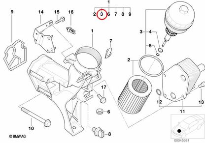 Ölfilterdeckel OEM 11422247014 für BMW E46 318d, E46 320d... und mehr. Original BMW.