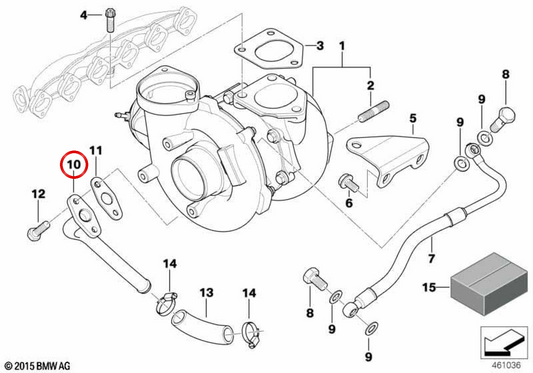 Tube de retour OEM 11422354030 pour BMW E46, E83. BMW d'origine.