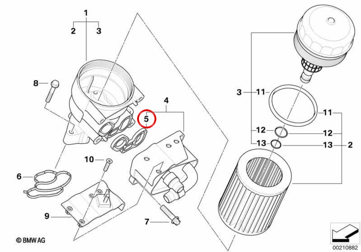 Junta de estanqueidad OEM 11427508970 para BMW E81, E87, E90, E60 LCI, X3 E83... y más. Original BMW.