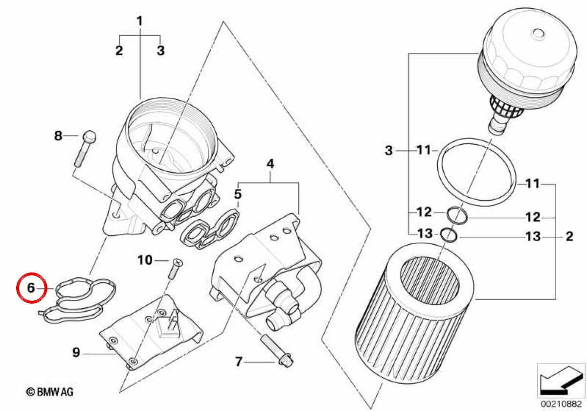 Junta de perfil OEM 11427508971 para BMW Serie 1 E81, E87, Serie 3 E90, E91, E92, E93, Serie 5 E60 LCI, X1 E84, X3 E83... y más. Original BMW.