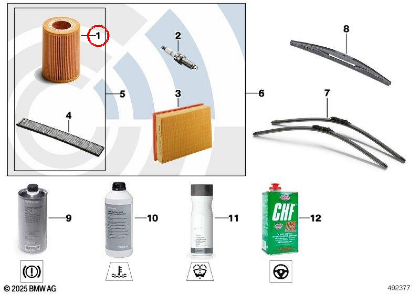 Filtro OEM 11427512300 per BMW E36, E46, E39, E60, E61, E38, E65, E66, E83, E53, Z3, E85. Compatibile con motori M52. BMW originale.