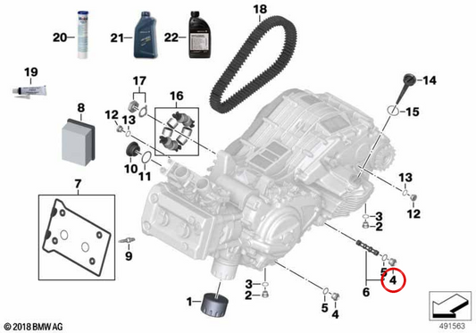 Verschlussschraube OEM 11427707090 für BMW C 600 Sport, C 650 Sport, C 650 GT, G 450 X Motorräder. Original BMW Motorrad.