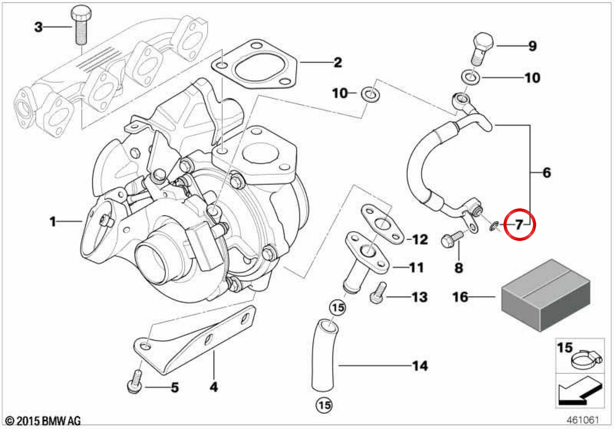 O-ring (O-ring) OEM 11427795048 per BMW E87, E90, E91. BMW originale.