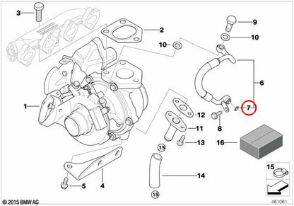 O-ring (O-ring) OEM 11427795048 per BMW E87, E90, E91. BMW originale.