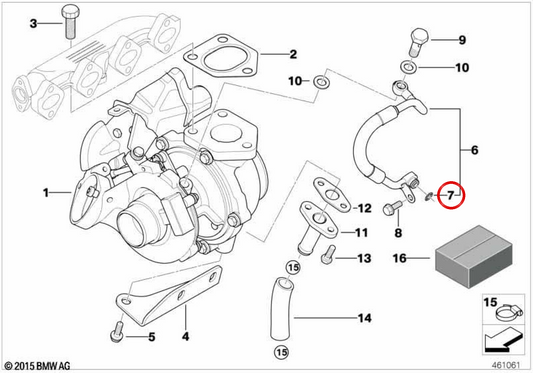 O-ring (O-ring) OEM 11427795048 per BMW E87, E90, E91. BMW originale.