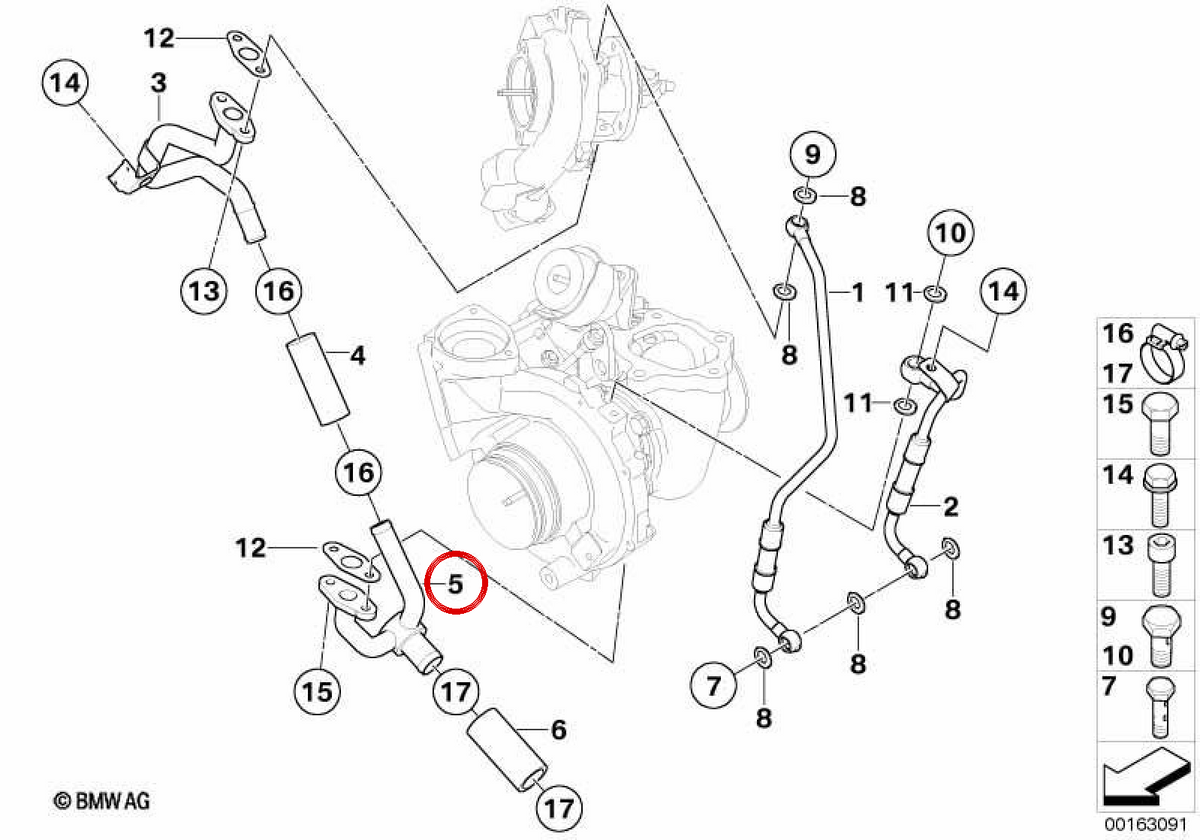 Pipe de retour OEM 11427803609 pour BMW E81, E82, E87, E88, E84. BMW d'origine.