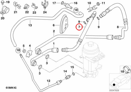 Supply pressure tube OEM 11427832824 for BMW E52. Original BMW.