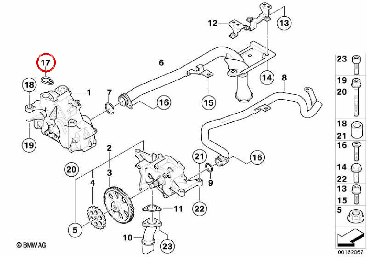 Junta OEM 11427838016 para BMW E90, E92, E93. Original BMW.