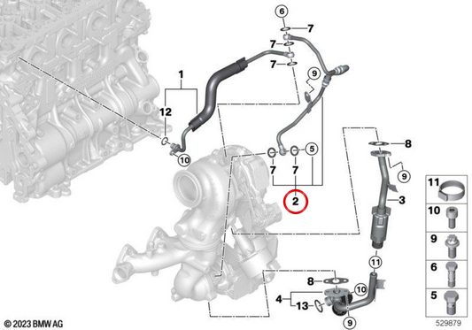 OEM Oil Pupple Pipe 11428471071 für BMW F70, U06, U11, U10, U25. Original BMW.