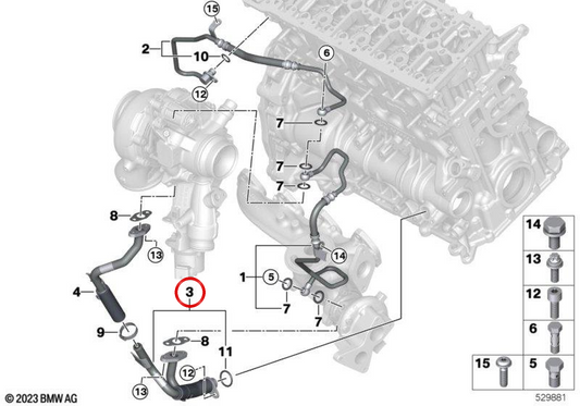 OEM -Ölrücklaufrohr 11428471081 für BMW G60, G61, G45. Kompatibel mit Turbo -Schmiersystem. Originaler BMW Ersatz.