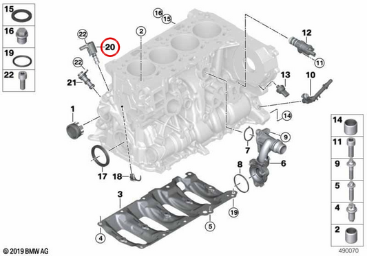 OEM 11428490015 Kolbenkühlungsventil für BMW G42, G20, G21, G28, G22, G23, G26, G30, G31, G32, G01, G02, G05. Original BMW.