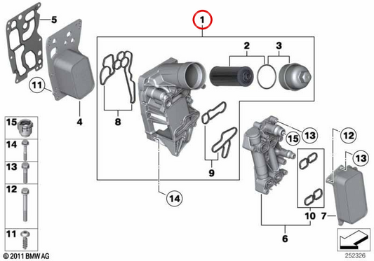 Filtre à huile OEM 11428507697 pour BMW F20, F30, F10, F25, E90... et plus encore. Véritable BMW.
