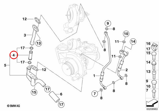 Tube de connexion OEM 11428510425 pour BMW E84. BMW d'origine.