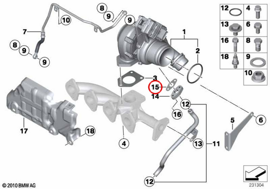 Guarnizione priva di amianto per turbocompressore OEM 11428513248 per MINI R55, R56, R57, R58, R59, R60, R61. Originale MINI