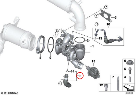 Tubería de retorno de aceite OEM 11428629958 para MINI F56, F55, F54, F57, F60 y más. Original MINI.