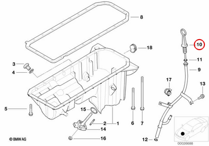 OEM -Ölspiegel -Indikatorstange 11431436293 für BMW E46, E39, Z4 E85. Original BMW.