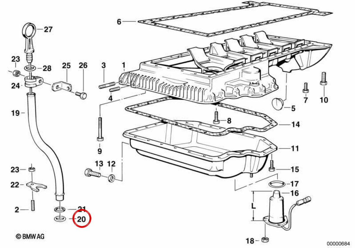 O-Ring (O-Ring) OEM 11431707164 für BMW E36, E46, E34, E39, E32, E38, E31, E53, Z3, E85, E86, E52. Original BMW.