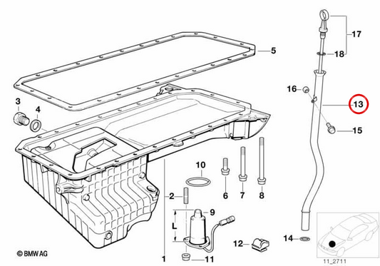 OEM Guidance Tube 11432246168 per BMW E38. BMW originale.