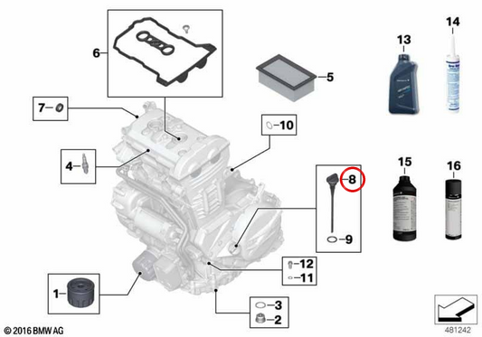 Indicateur d'huile OEM VaLilla 11437708131 pour les motos BMW F 700 GS, F 800 GS, F 800 GS Adventure. BMW original Motorrad.