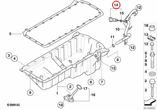 Vareta de óleo OEM 11437798544 para BMW E90, E91, E92, E93. BMW genuíno.