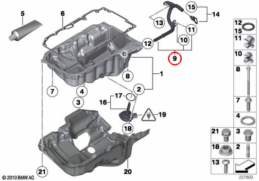 OEM guidance tube 11437810492 for BMW E90, E91, E92, E93, F30, F31, F07, F10, F11, E84, F15. Original BMW.