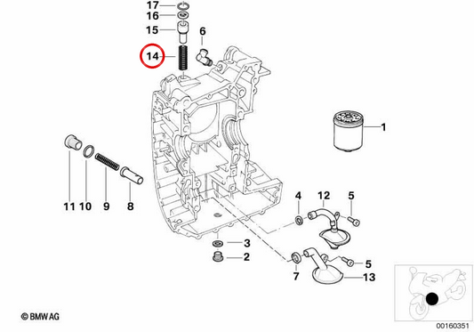 Mola de pressão OEM 11441342571 para motos BMW R 1200 GS, R 1200 RT, R nineT, R 18, R 1100 GS, R 1150 GS… e mais. Original BMW Motorrad