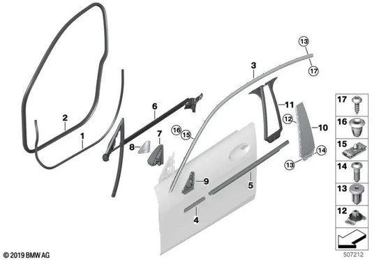 Proteção da borda da porta da frente para BMW 2 F44 Series (OEM 51727483097). BMW original.