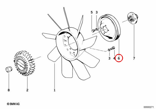 Puleggia dell'albero motore OEM 11511274597 per BMW E30, E28. BMW originale.