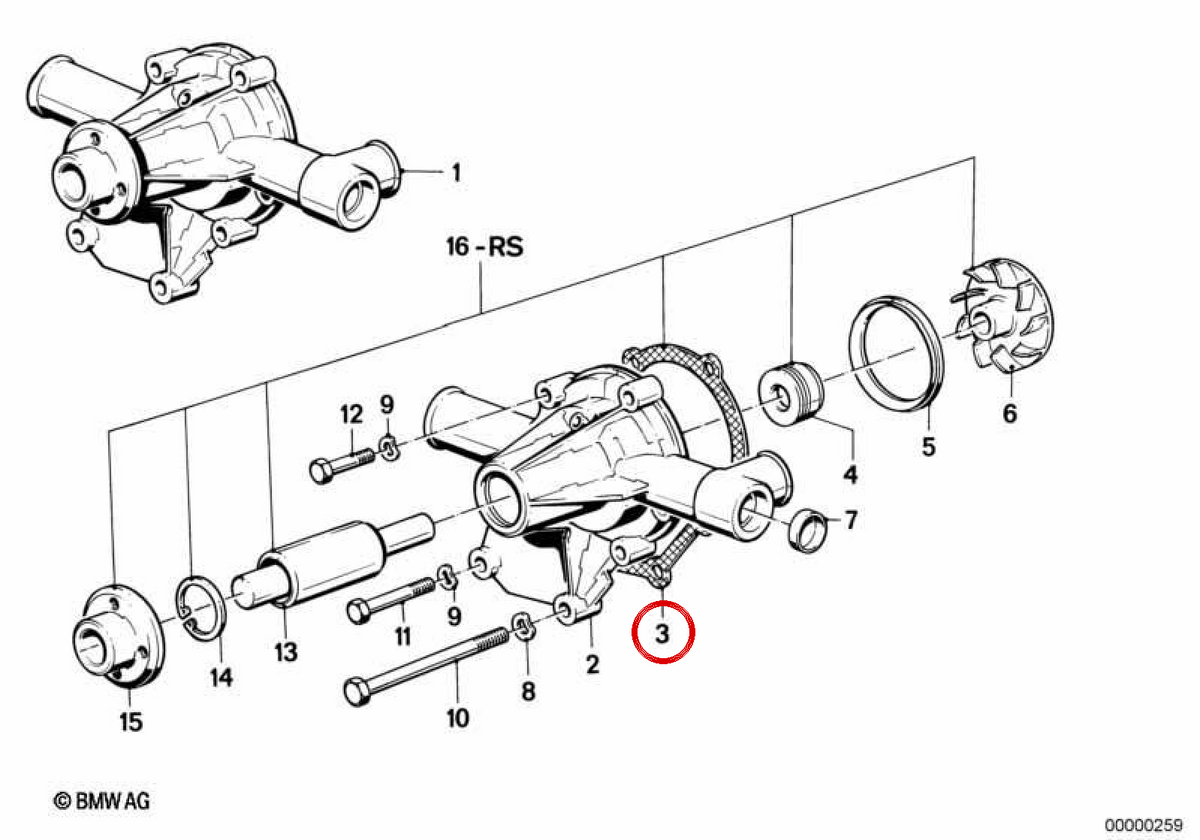 Junta sin amianto OEM 11511309692 para BMW E30. Original BMW.