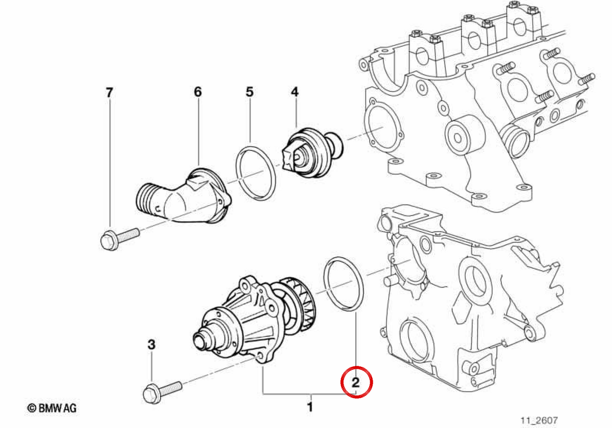 O -Ring für BMW E36, E46, E90, E92, E93, E34, E39, E60, E61, E63, E64, E38, E65, E66, E83, E53, E85 (OEM 11511711484). Original BMW.