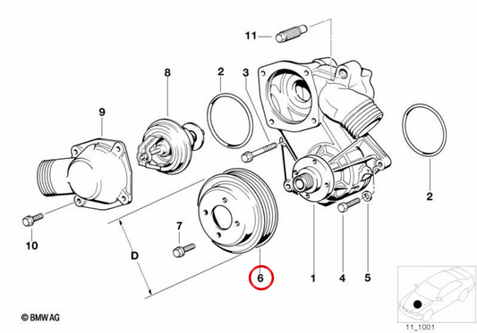 OEM -Wasserpumpenscheibe 11511731905 für BMW E31, E32. Original BMW.