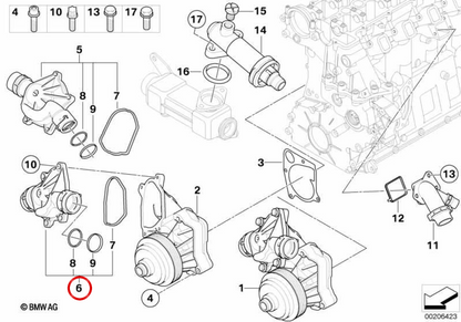 Termostato con alloggiamento OEM 11512354056 per BMW E46, E39, E38, E53. BMW originale.
