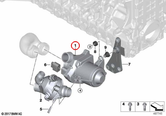 OEM Electric Water Pump 11515A05704 for BMW E82, E88, E90, E91, E92, E93, E60, E61, F07, F10, F11, F18, F06, F12, F13, F01, F02, E84, F25, F26, E70, E71, E89. Original BMW.