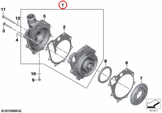 OEM-Kühlmittelpumpe 11515B336F9 für BMW Motorrad F 750 GS, F 800 GS, F 850 GS, F 900 GS, F 850 GS Adventure, F 900 GS Adventure, F 900 R, F 900 XR... und mehr. Original BMW Motorrad.